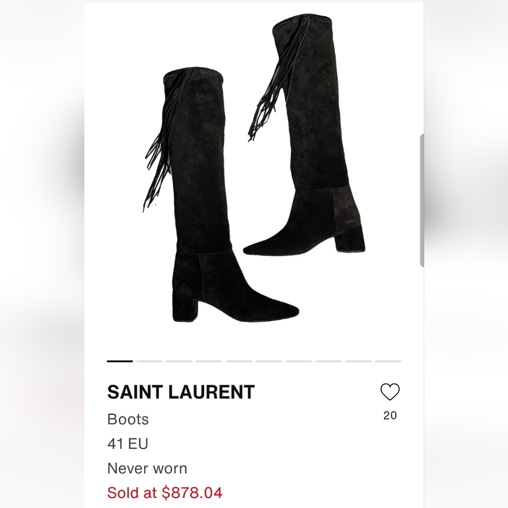 🚫HOLD🚫 NWT $1195 Saint Laurent OTK Laura 50 Black Suede Tassel Boots [Size 37] - Picture 9 of 9